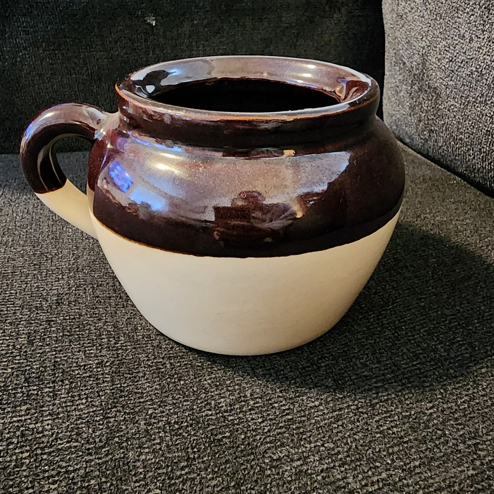 Vintage 1960's Stoneware Bean Pot‎ W/ Handle Missing Lid
